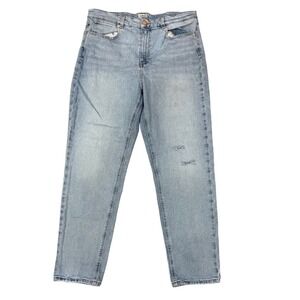 L.L. Bean 519021 Classic Fit‎ Light Blue Distressed Mom Jeans High Rise Sz 10P